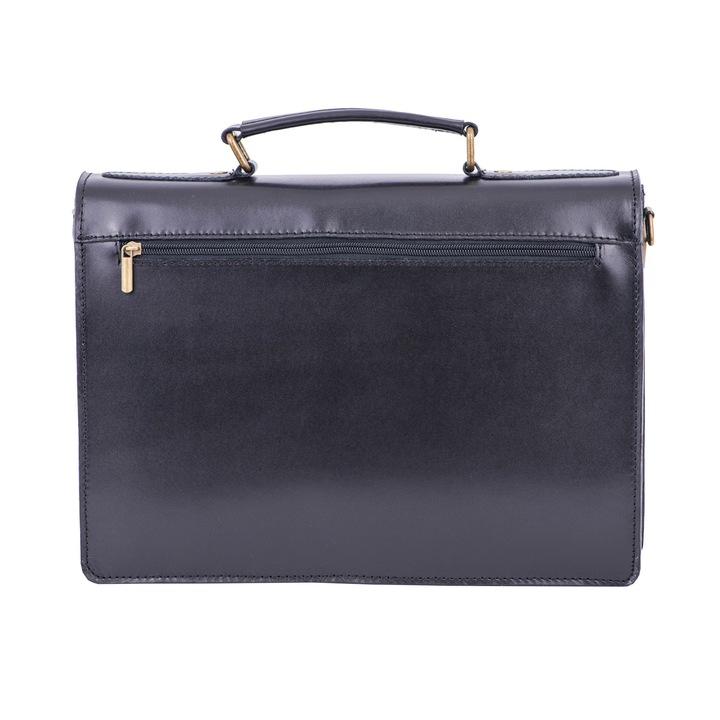 Servieta din piele barbati, Toro Nero, working hipster black