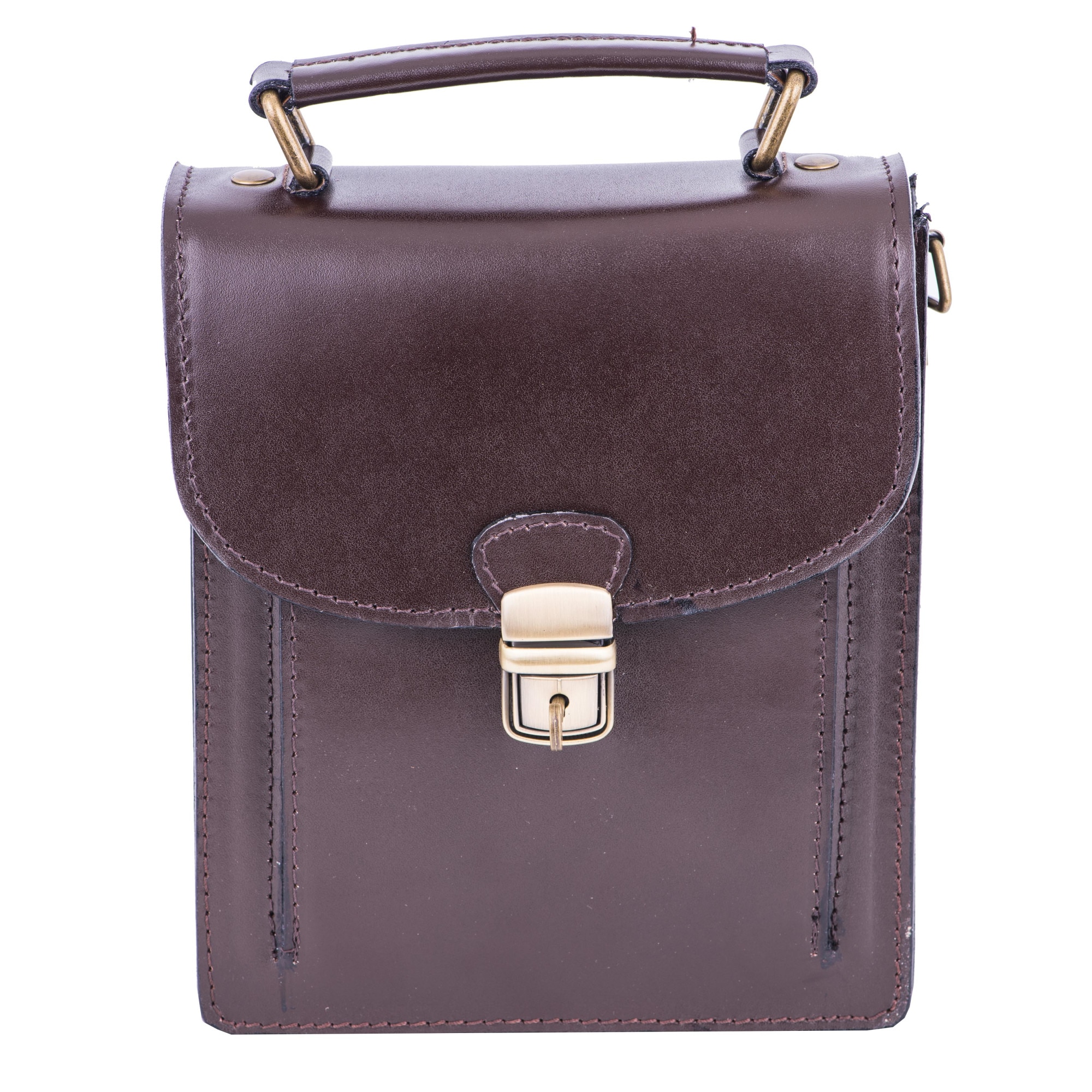Geanta piele barbati, Toro Nero, key leather vertical brown