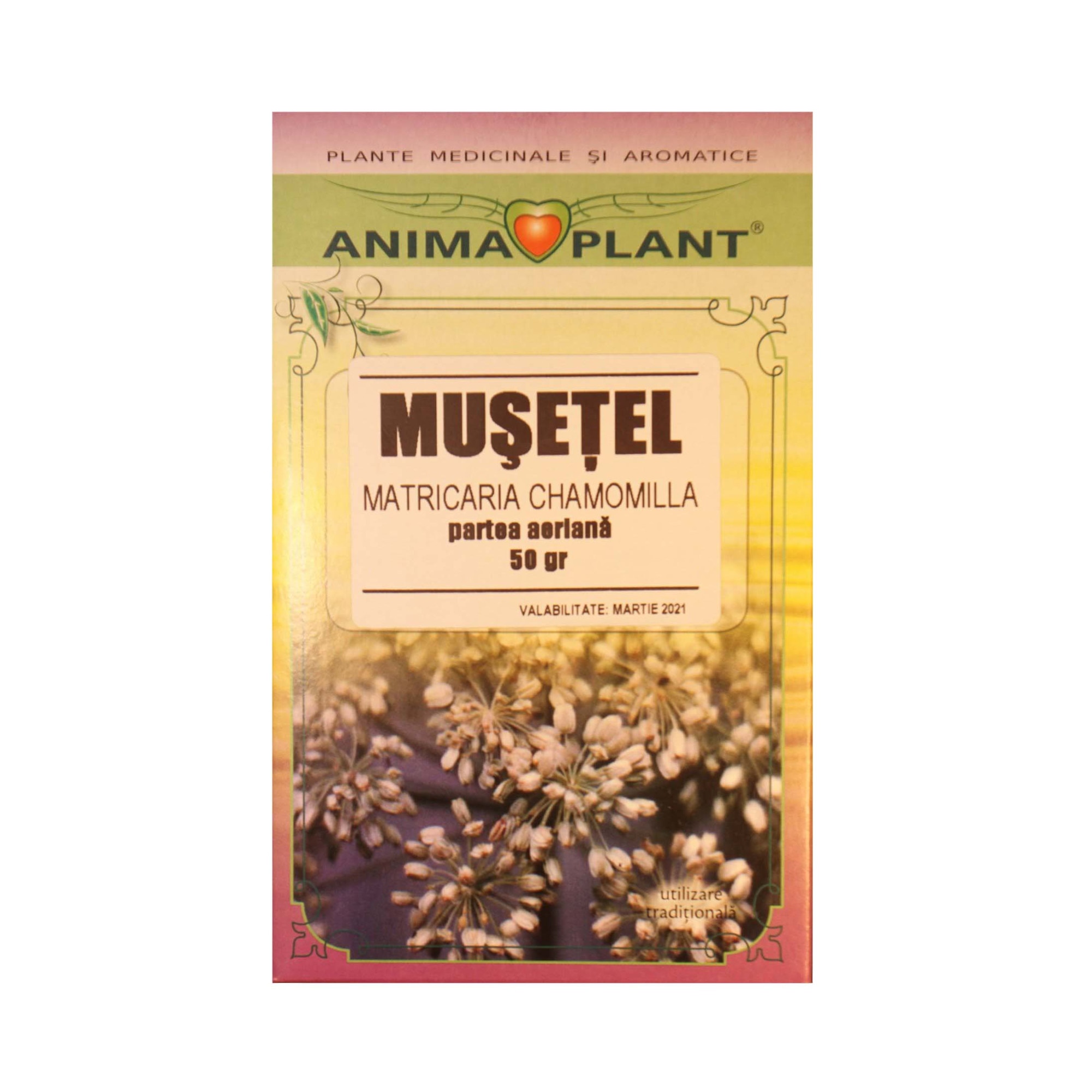 Musetel,Matricaria chamomilla,parte aeriana,planta maruntita , pentru ceai,50g