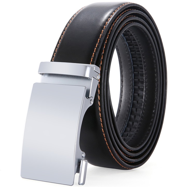 Moda Negru Curea din piele, Nelbons , cu inchidere automata, latime 3,5 cm