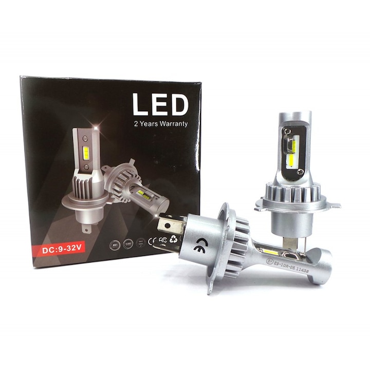 Комплект LED крушки motoLEDy, H4, 9-32 V, CSP, Canbus, 8000 lm, 2 бр.
