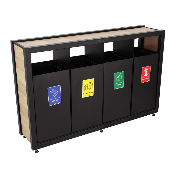 Cos colectare selectiva Meco 4x54litri 130x31cm H-84cm