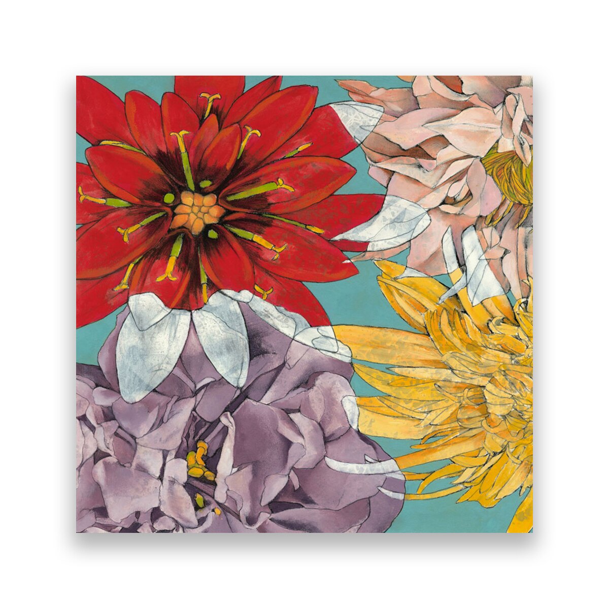 Tablou Canvas - Flori, Crizantem, Multicolor, 100 x 100 cm