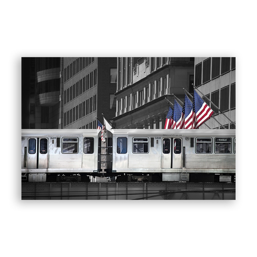 Tablou Canvas - New York, Tramvai, Steag, 80 x 120 cm