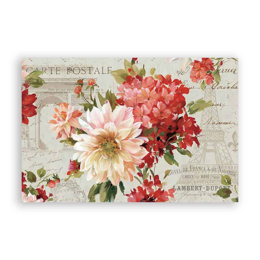 Tablou Canvas - Floral, Vintage, Paris, Bujori, 60 x 90 cm