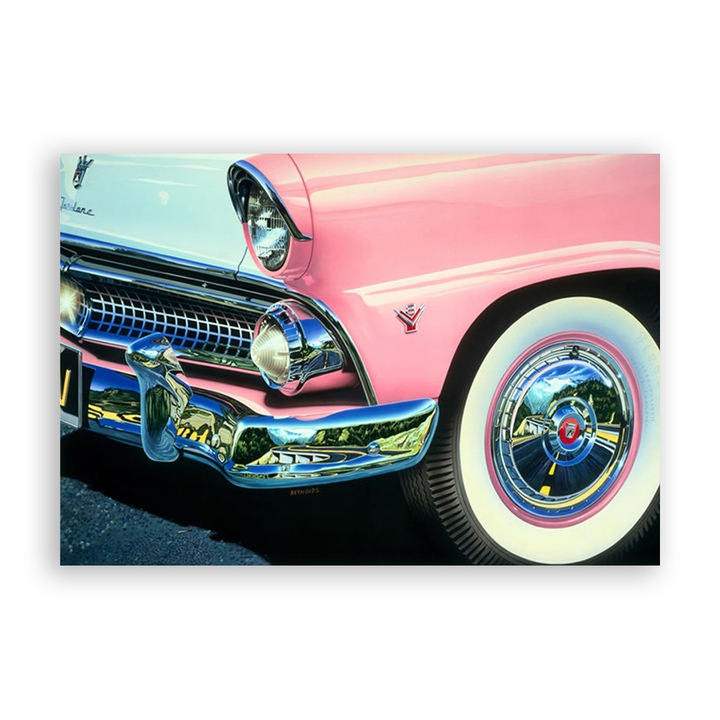 Tablou Canvas - Masina, Retro, Oldtimer, Roz, 60 x 90 cm