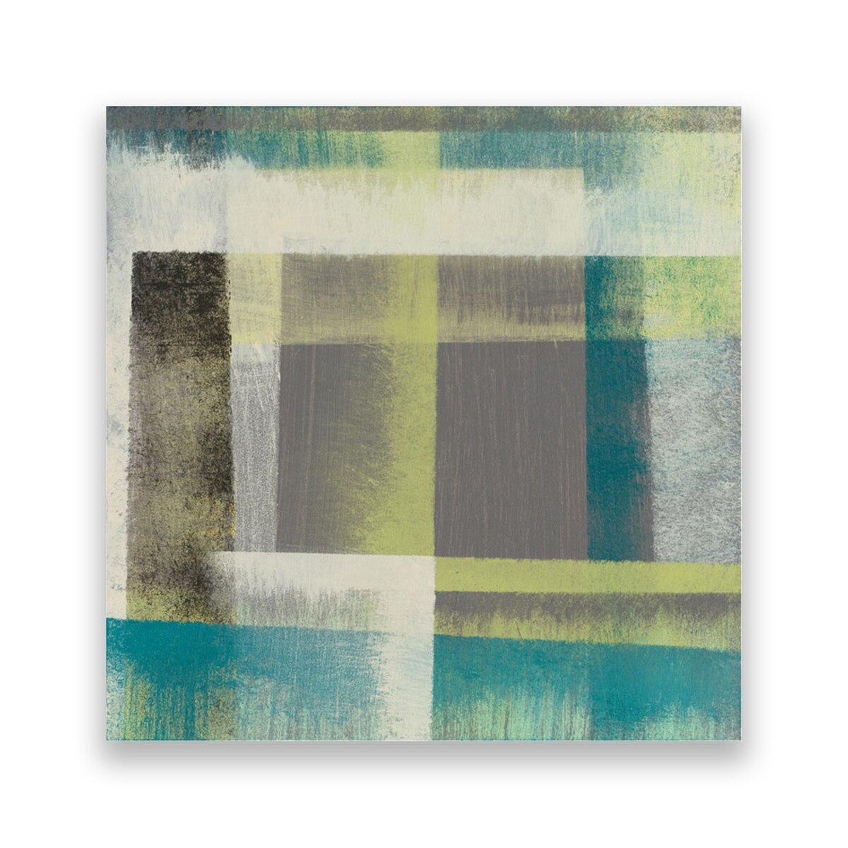 Tablou Canvas - Abstract, Linii, Mat, Albastru-Verde, 100 x 100 cm