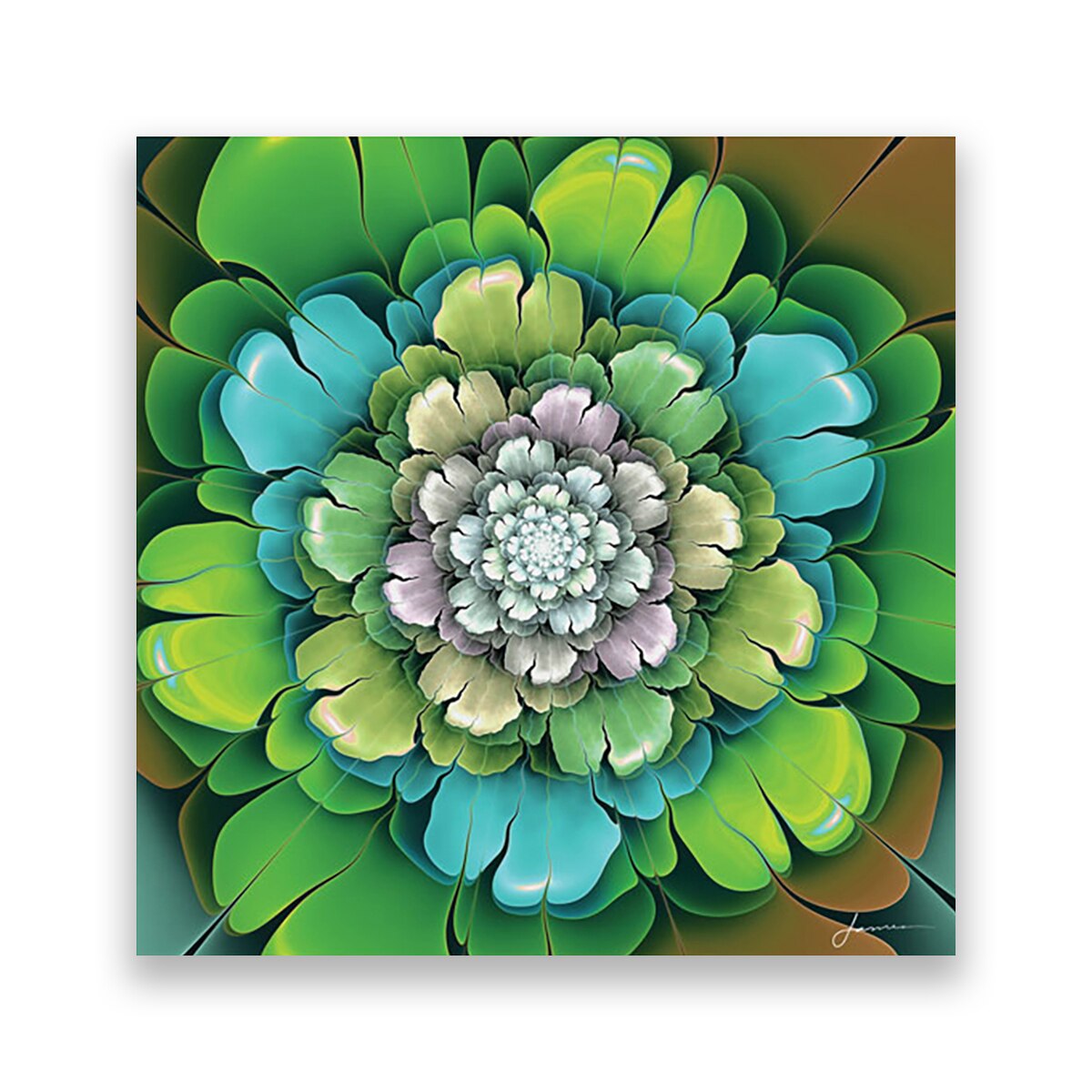 Tablou Canvas - Floare, Verde-Albastru, 80 x 80 cm