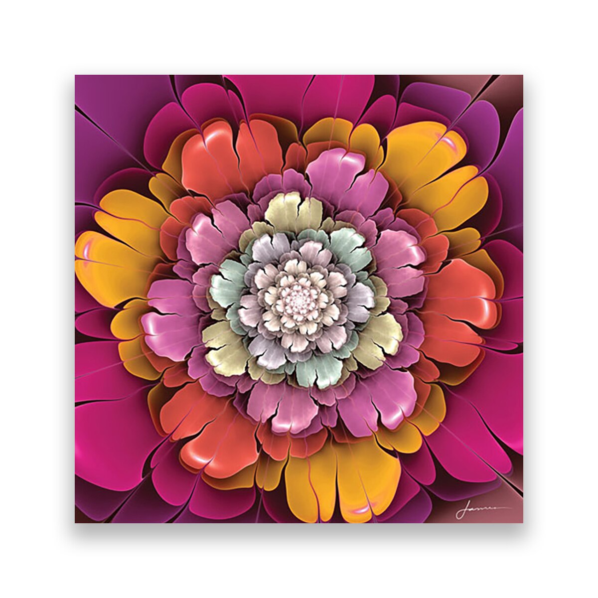 Tablou Canvas - Floare, Roz-Portocaliu, 80 x 80 cm