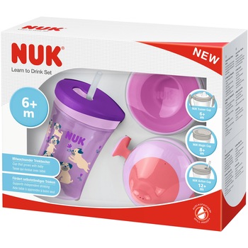 Cana 3in1 Nuk cu capace Trainer, Action si Magic, 230 ml, Roz Cana 3in1 Nuk cu capace Trainer, Action si Magic, 230 ml, Roz