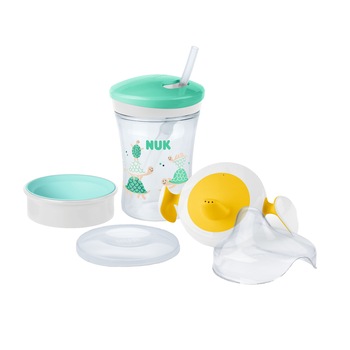 Cana 3in1 Nuk cu capace Trainer, Action si Magic, 230 ml, Gri Cana 3in1 Nuk cu capace Trainer, Action si Magic, 230 ml, Gri