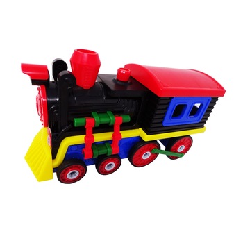 Trenuletul puzzle cu lumini si sunte, din 76 de piese si o filetanta Trenuletul puzzle cu lumini si sunte, din 76 de piese si o filetanta