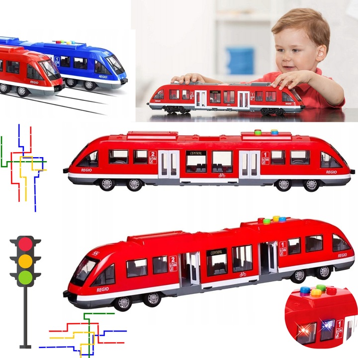 Metrou de Jucarie pentru Copii Salamandra Kids, Lumini, Sunete Interactive, Muzica, Rosu