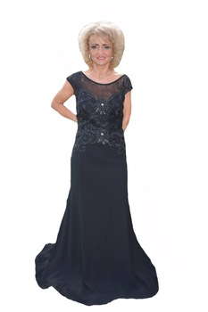 Rochie de seara cu croi lejer si design de dantela, D&J Exclussive, Negru Rochie de seara cu croi lejer si design de dantela, D&J Exclussive, Negru