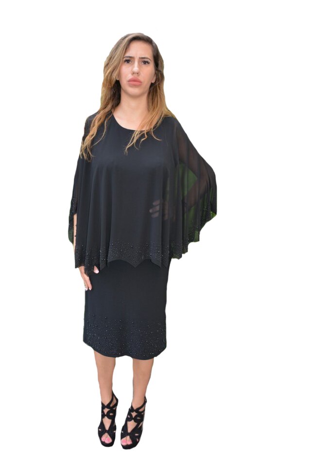 Rochie Maci cu aplicatii de strasuri, D&J Exclussive, negru, Negru