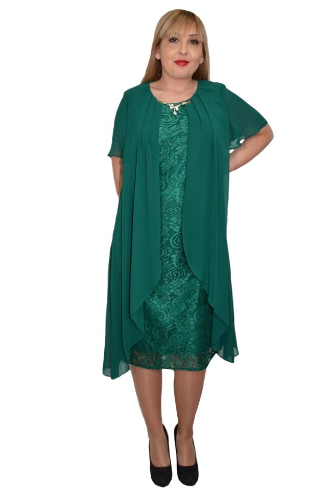 Rochie rafinata din dantela si voal,D&J Exclussive, Verde
