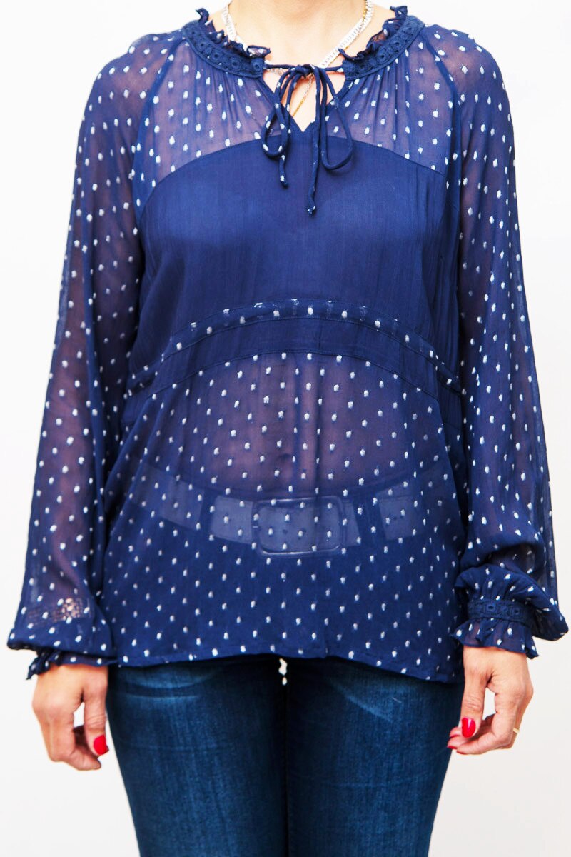 Bluza cu buline Sisters Point,bleumarin,38