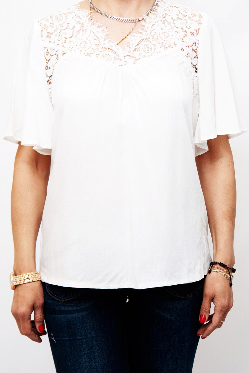 Bluza cu dantela Sisters Point,alb, 40