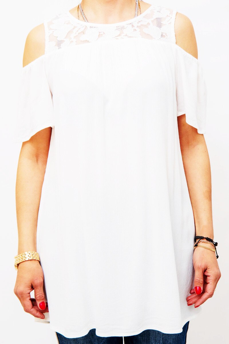 Bluza cu maneci cazute Sisters Point 1, Alb