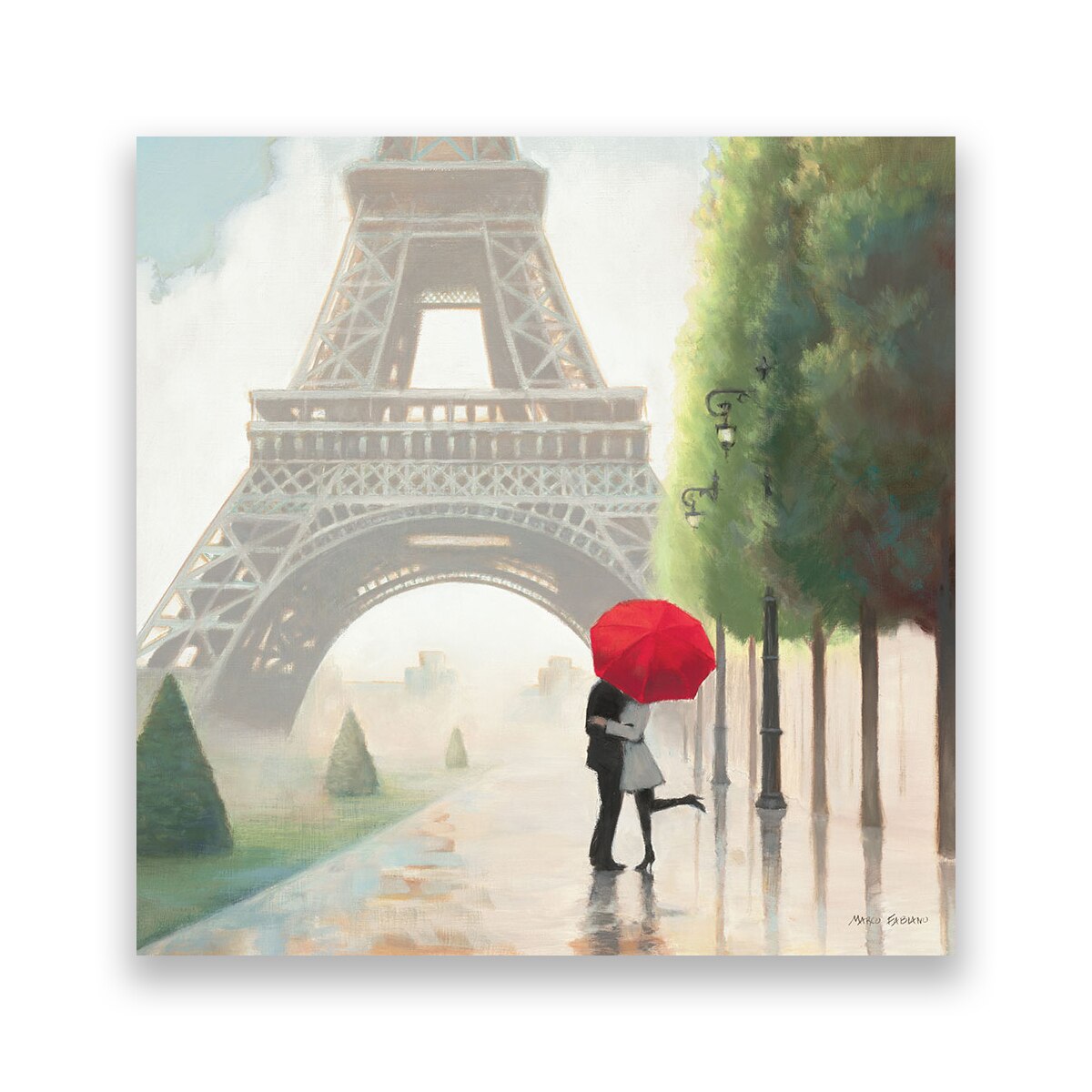 Tablou Canvas - Paris, Eiffel, Romantic, Cuplu, 100 x 100 cm
