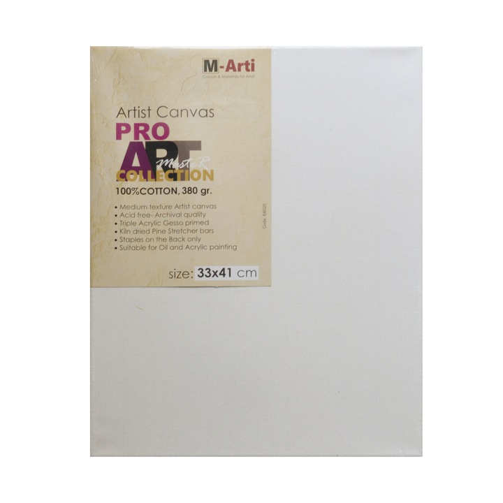 Грундирано платно Pro Art M-Arti, 33х 41 см, с чамова подрамка