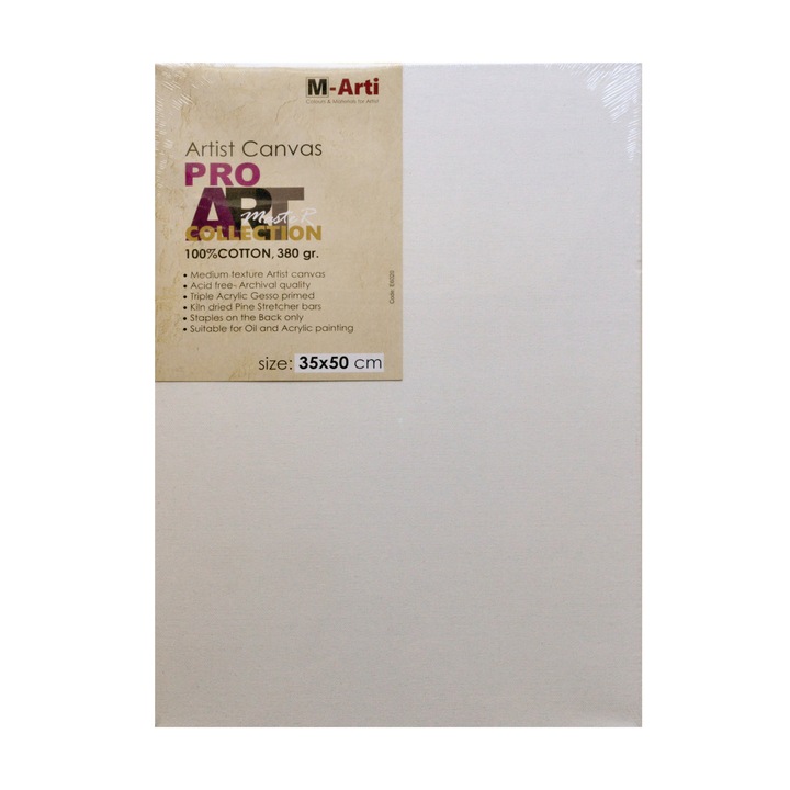 Грундирано платно Pro Art M-Arti, 35 х 50 см, с чамова подрамка
