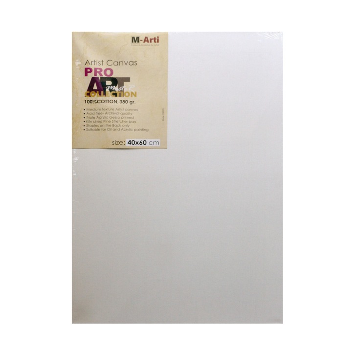 Грундирано платно Pro Art M-Arti, 40 х 60 см, с чамова подрамка