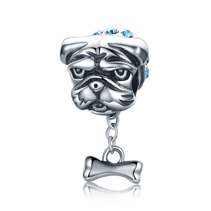 Talisman din argint Bulldog Blue