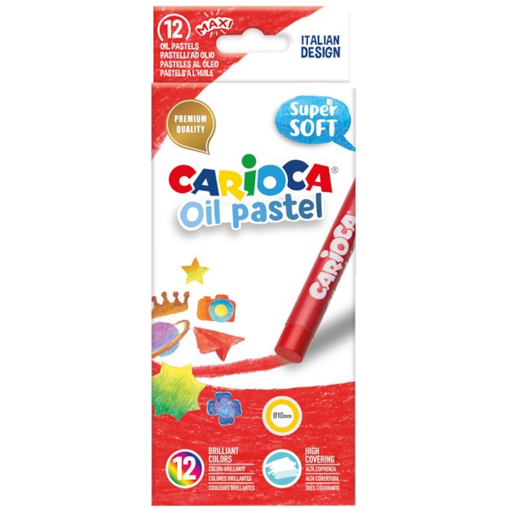 Creioane cerate Carioca Oil Pastel Maxi, 12 buc/cutie