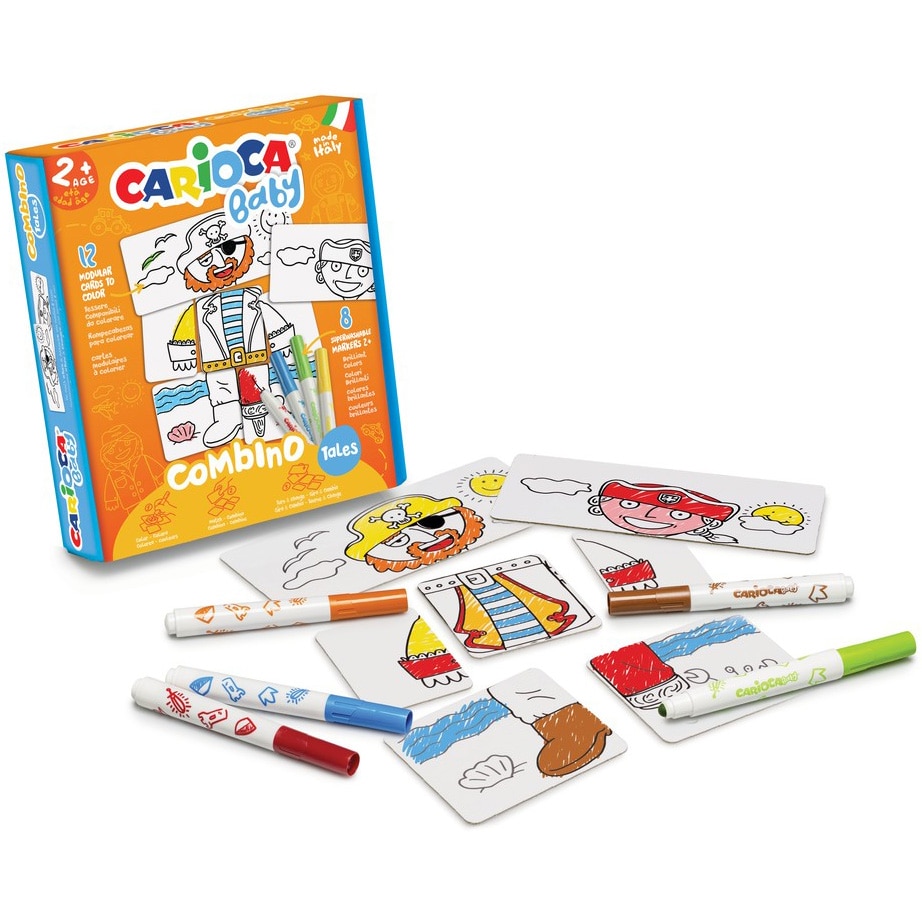 Pachet Carioca Baby Marker 2+ 6 buc/set + Creioane color Baby 2+