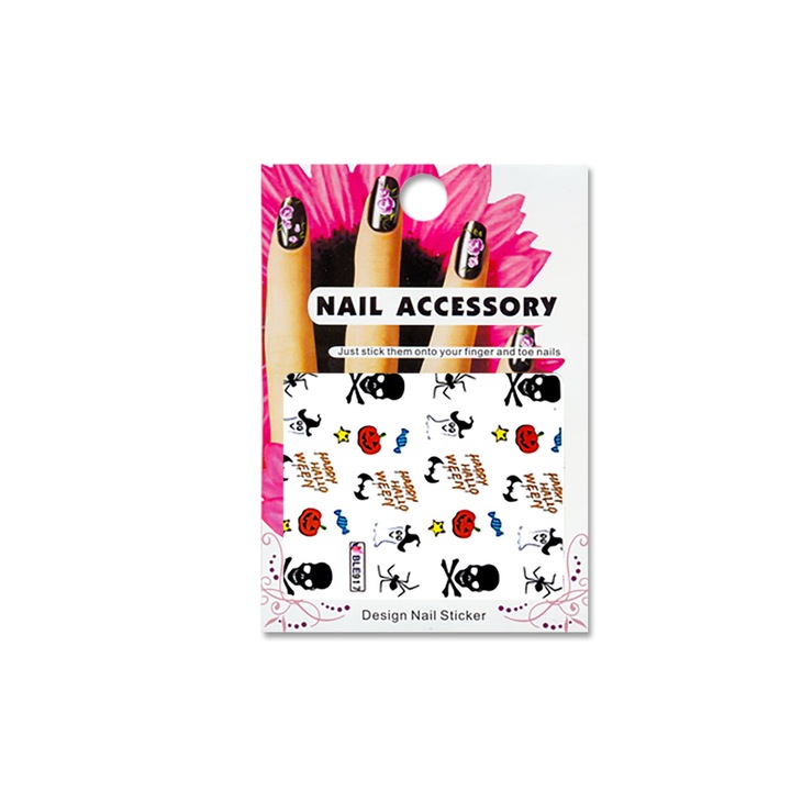 Tatuaj sticker cu efect acrilic pentru decor unghii BLE-917, MoonbasaNails, Multicolor