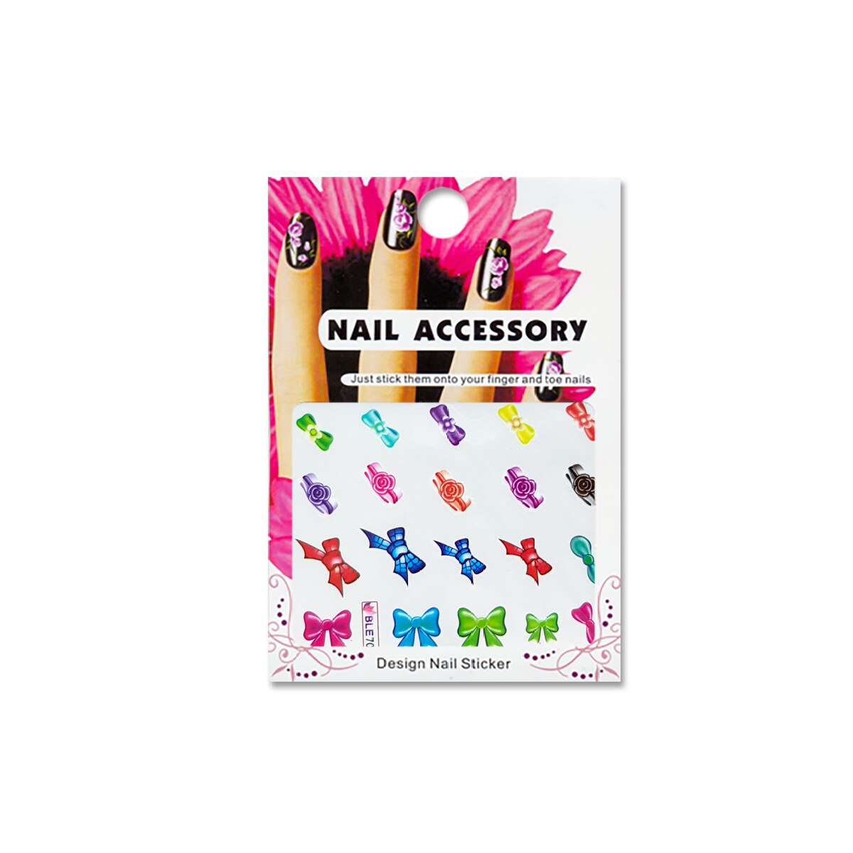 Tatuaj sticker cu efect acrilic pentru decor unghii BLE-706, MoonbasaNails, Multicolor