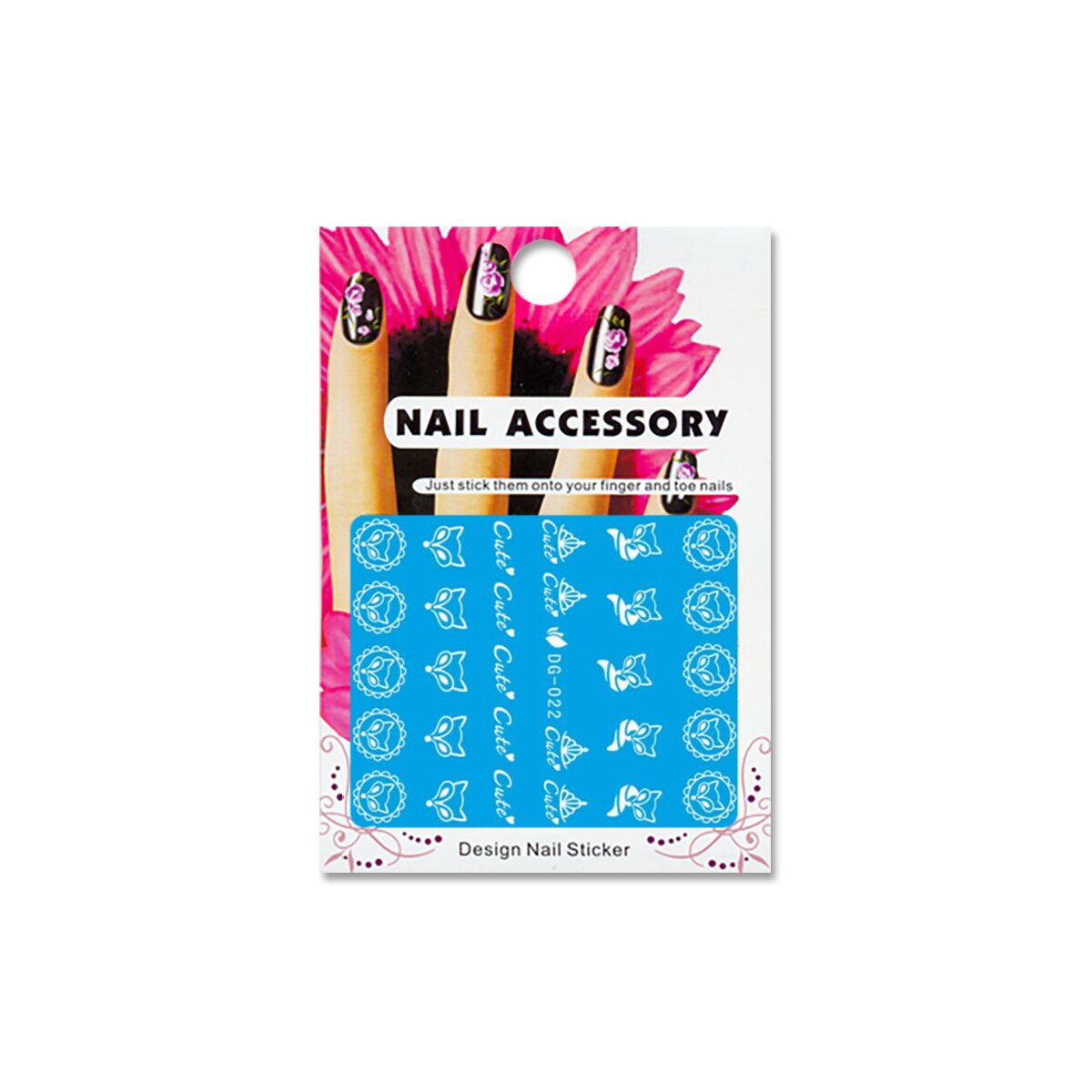 Tatuaj sticker cu efect acrilic pentru decor unghii DG-022, MoonbasaNails, Multicolor
