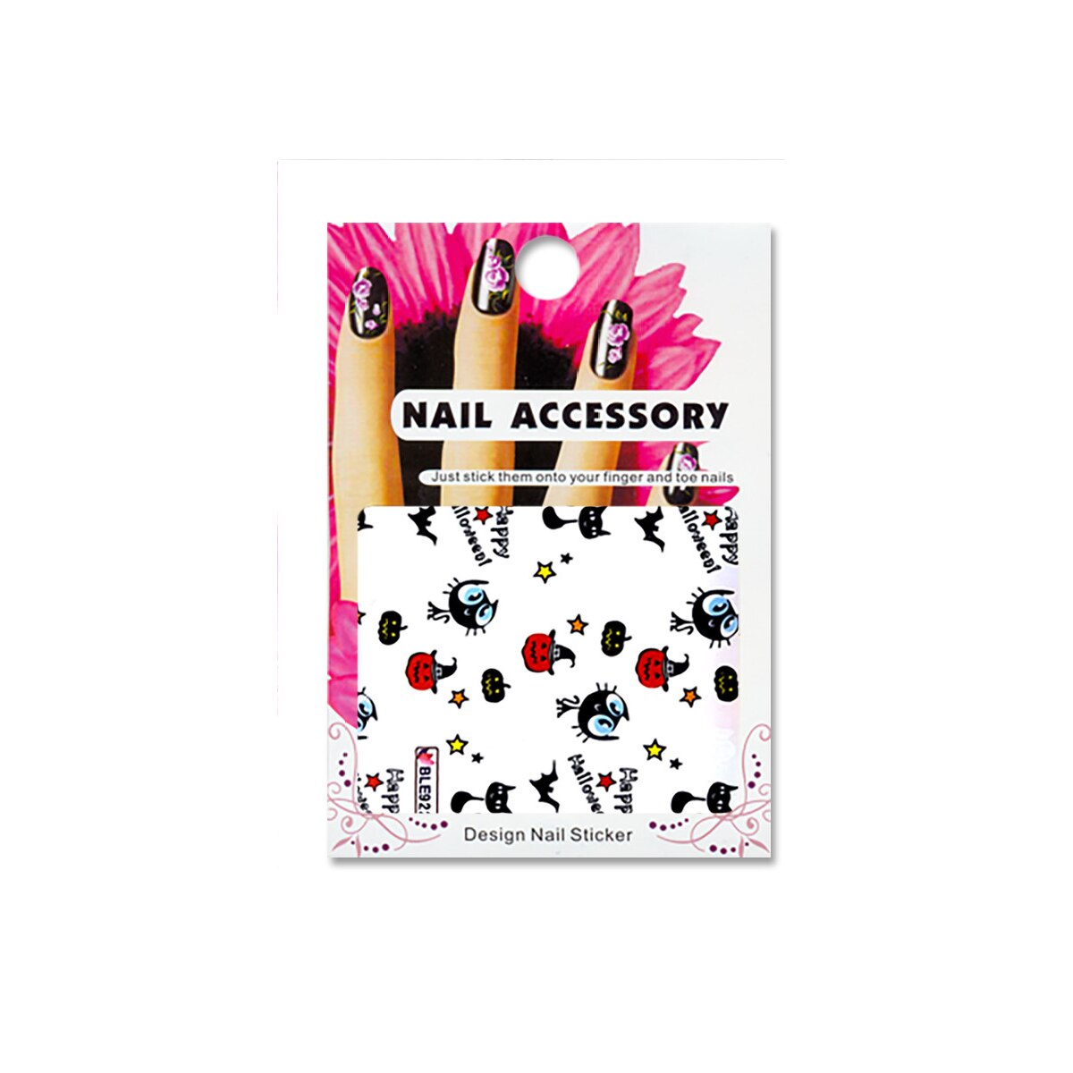 Tatuaj sticker cu efect acrilic pentru decor unghii BLE-922, MoonbasaNails, Multicolor