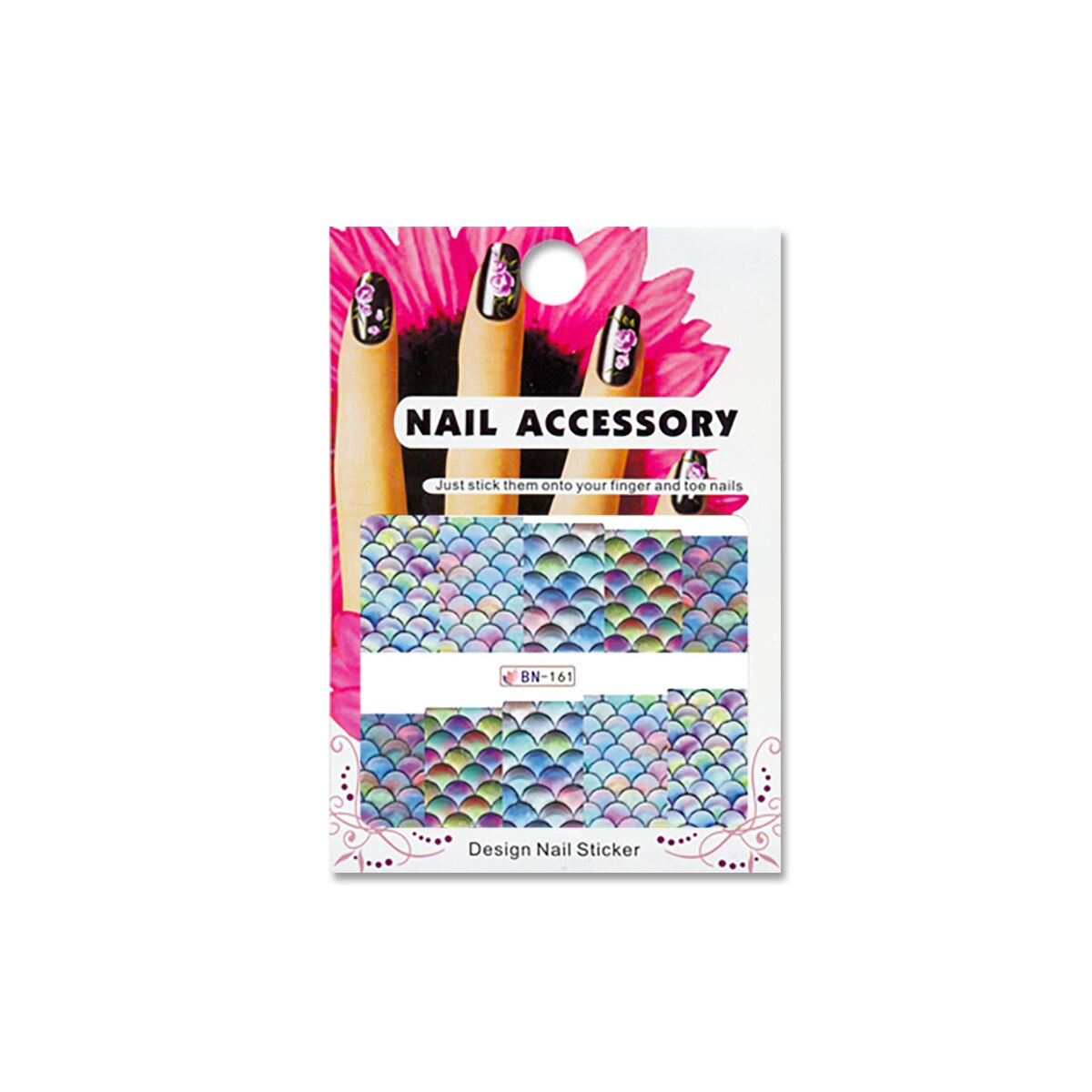 Tatuaj sticker cu efect acrilic pentru decor unghii BN-161, MoonbasaNails, Multicolor