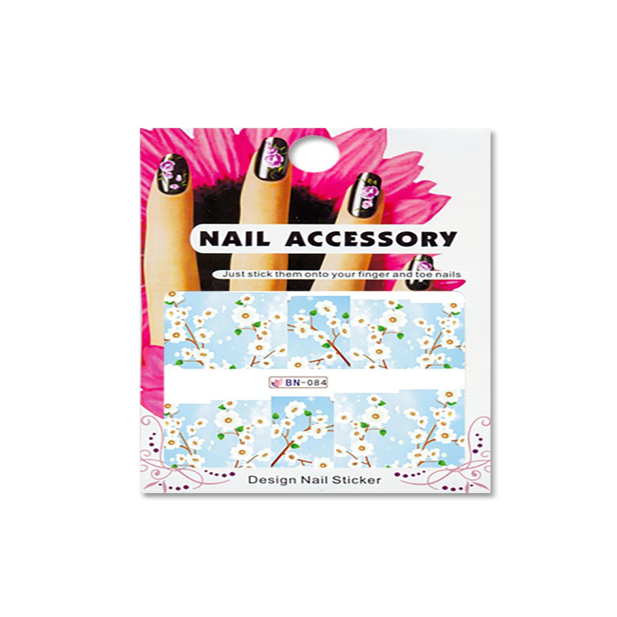 Tatuaj sticker cu efect acrilic pentru decor unghii BN-084, MoonbasaNails, Multicolor