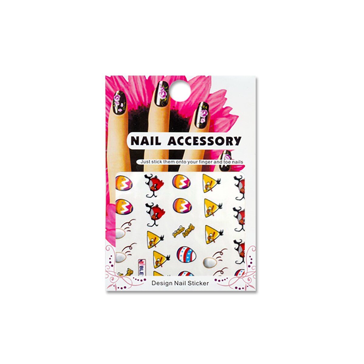 Tatuaj sticker cu efect acrilic pentru decor unghii BLE1588, MoonbasaNails, Multicolor