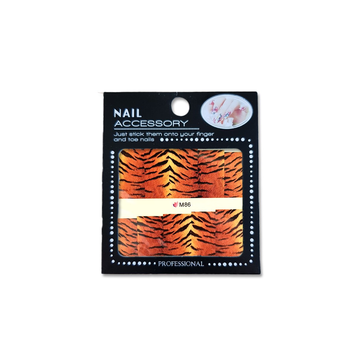 Tatuaj sticker cu efect acrilic pentru decor unghii M86, MoonbasaNails, Multicolor