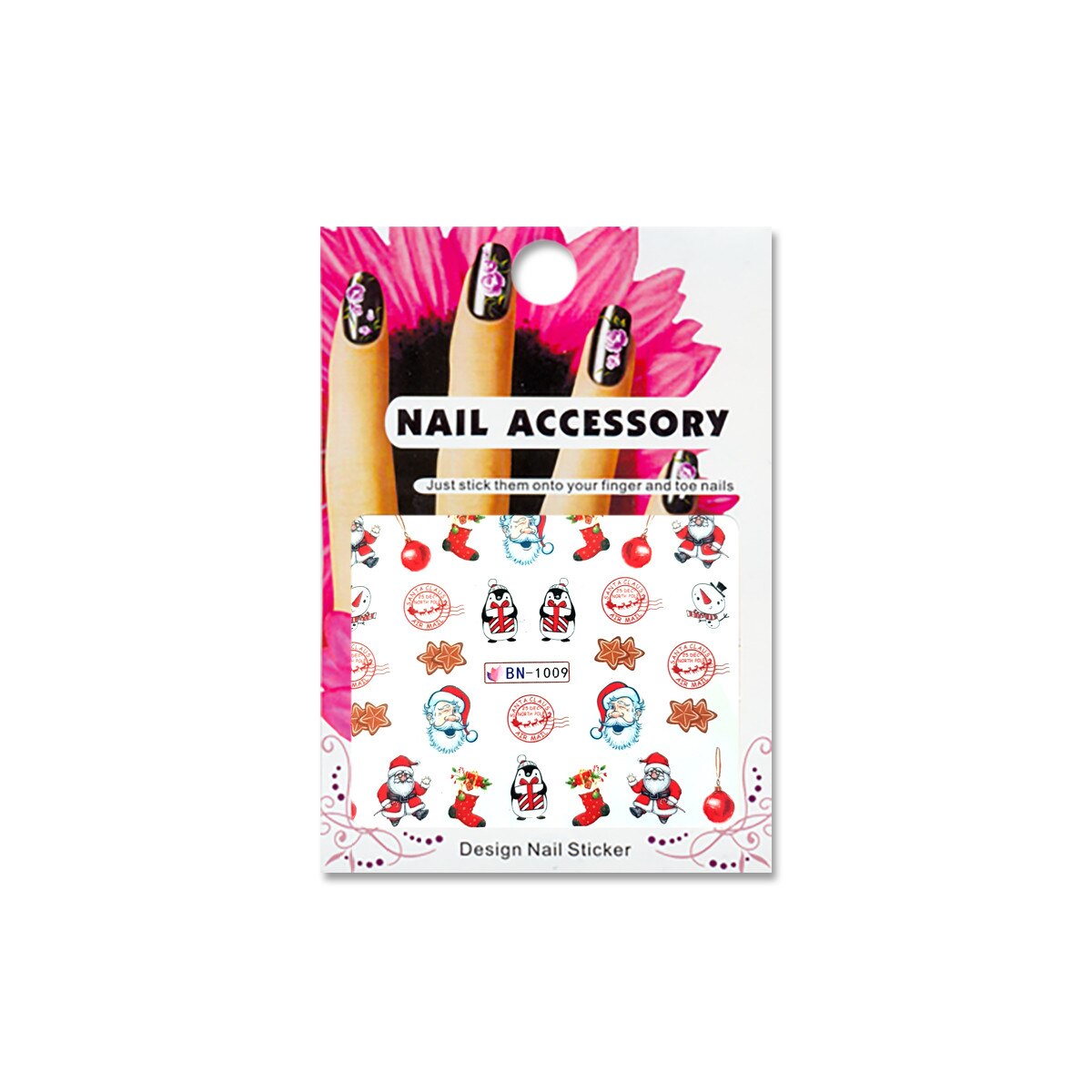 Tatuaj sticker cu efect acrilic pentru decor unghii BN-1009, MoonbasaNails, Multicolor