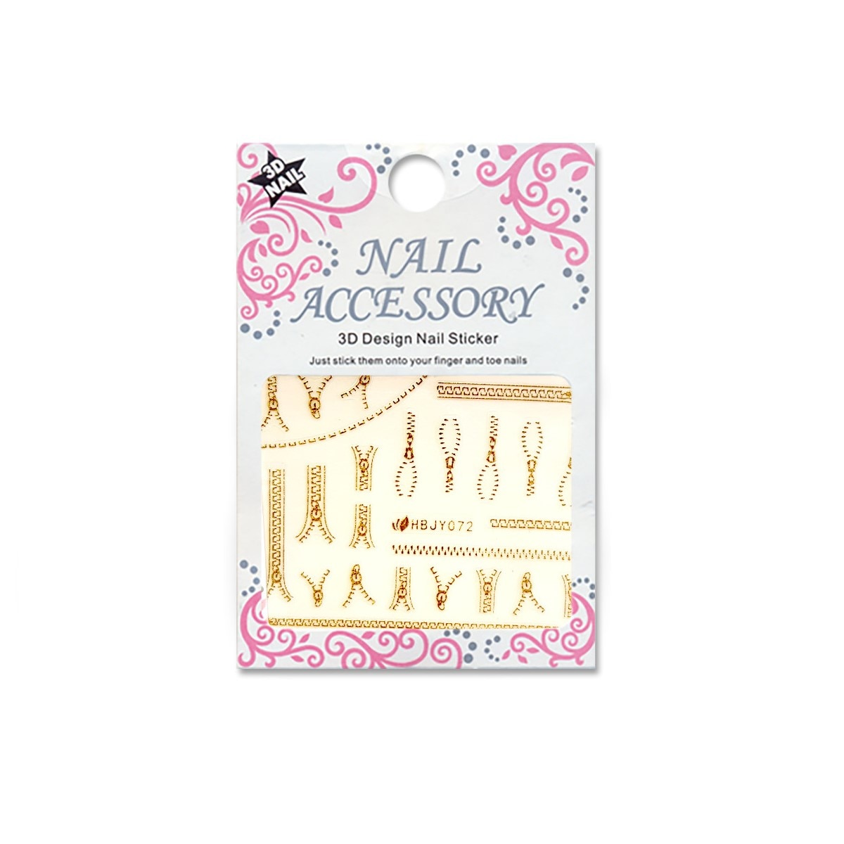 Decoratiuni cu efect acrilic 3D, MoonbasaNails, HBJY072-G, Model fermoar, Auriu