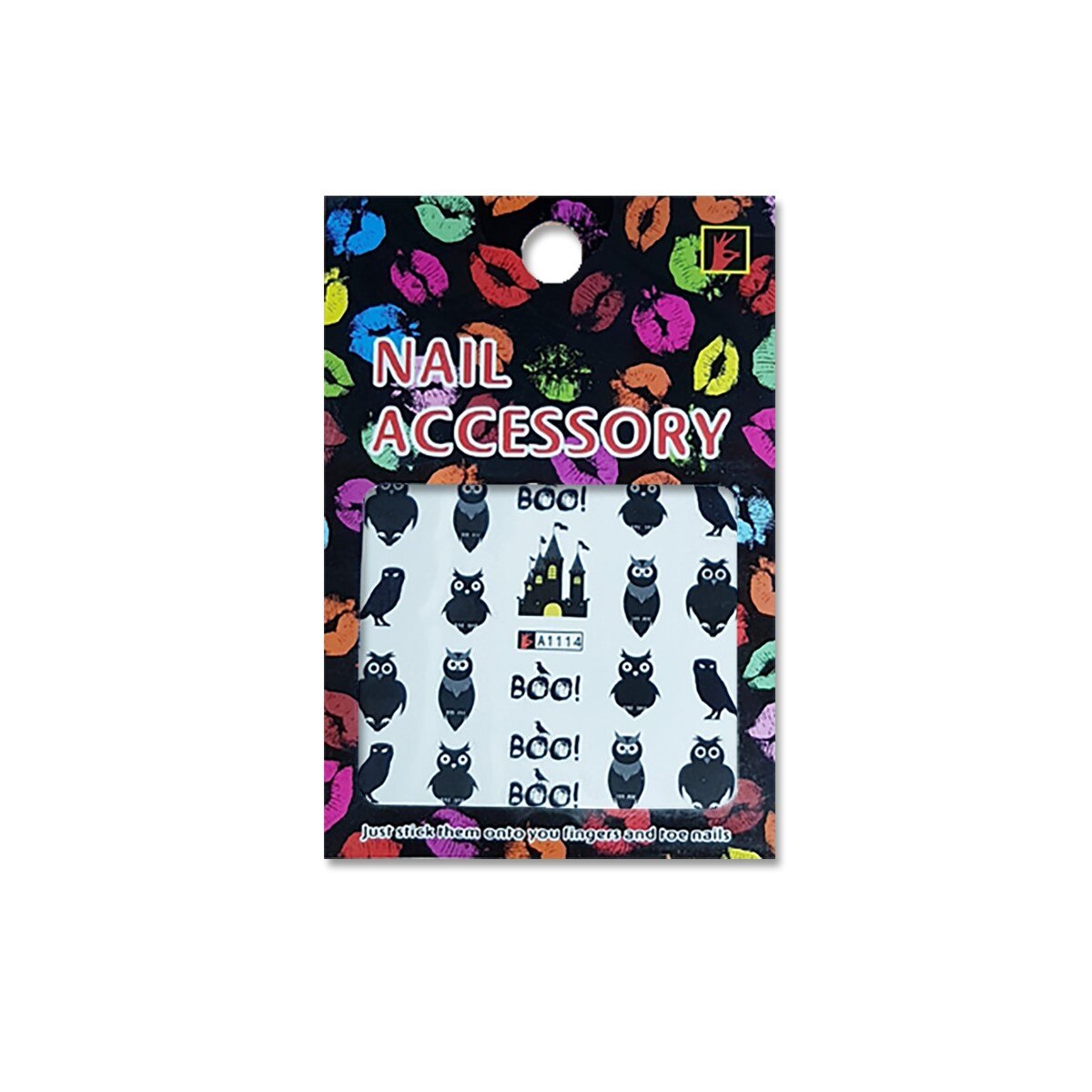 Decoratiuni cu efect acrilic, MoonbasaNails, A1114, Model Halloween, Negru/Gri