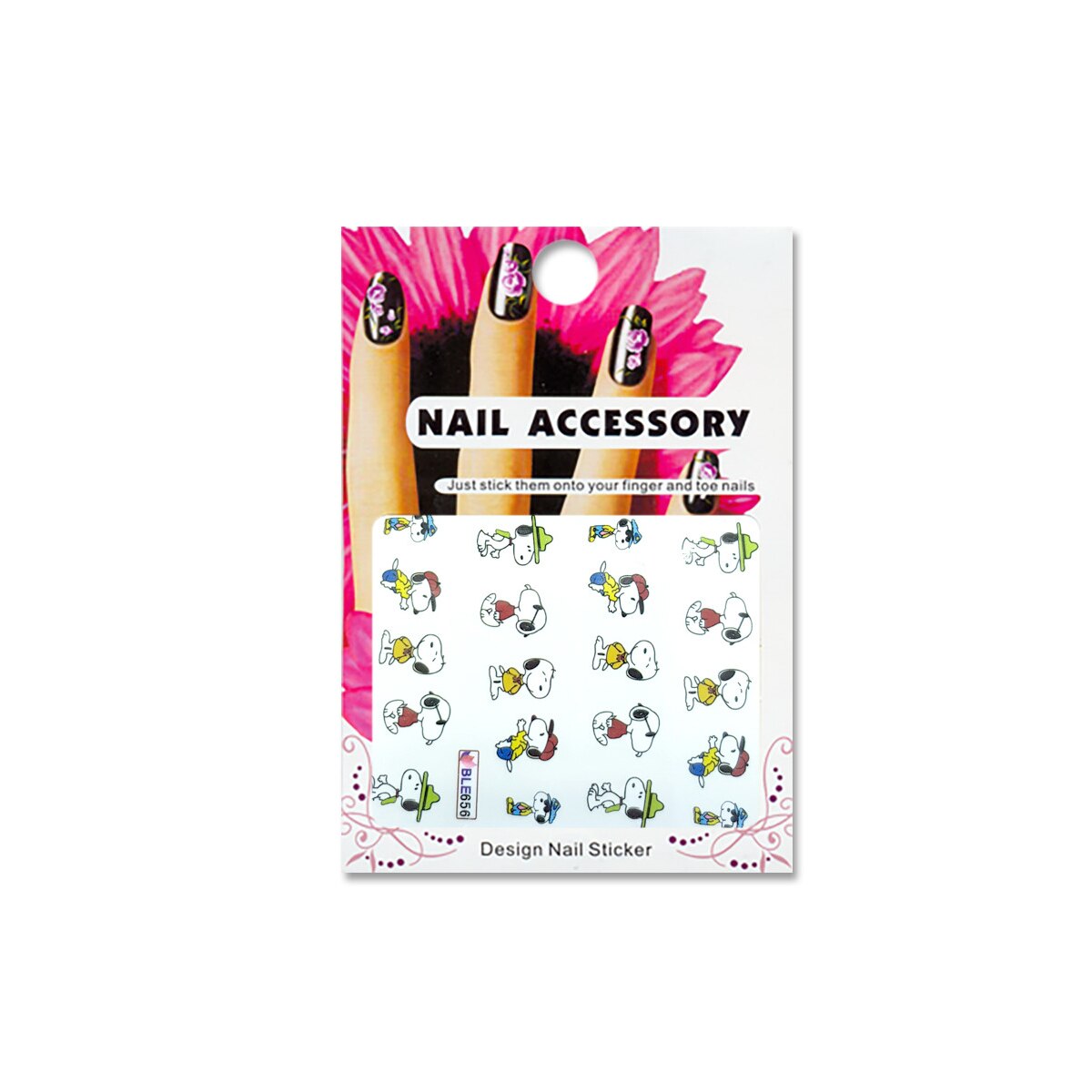 Tatuaj sticker cu efect acrilic pentru decor unghii BLE-656, MoonbasaNails, Multicolor
