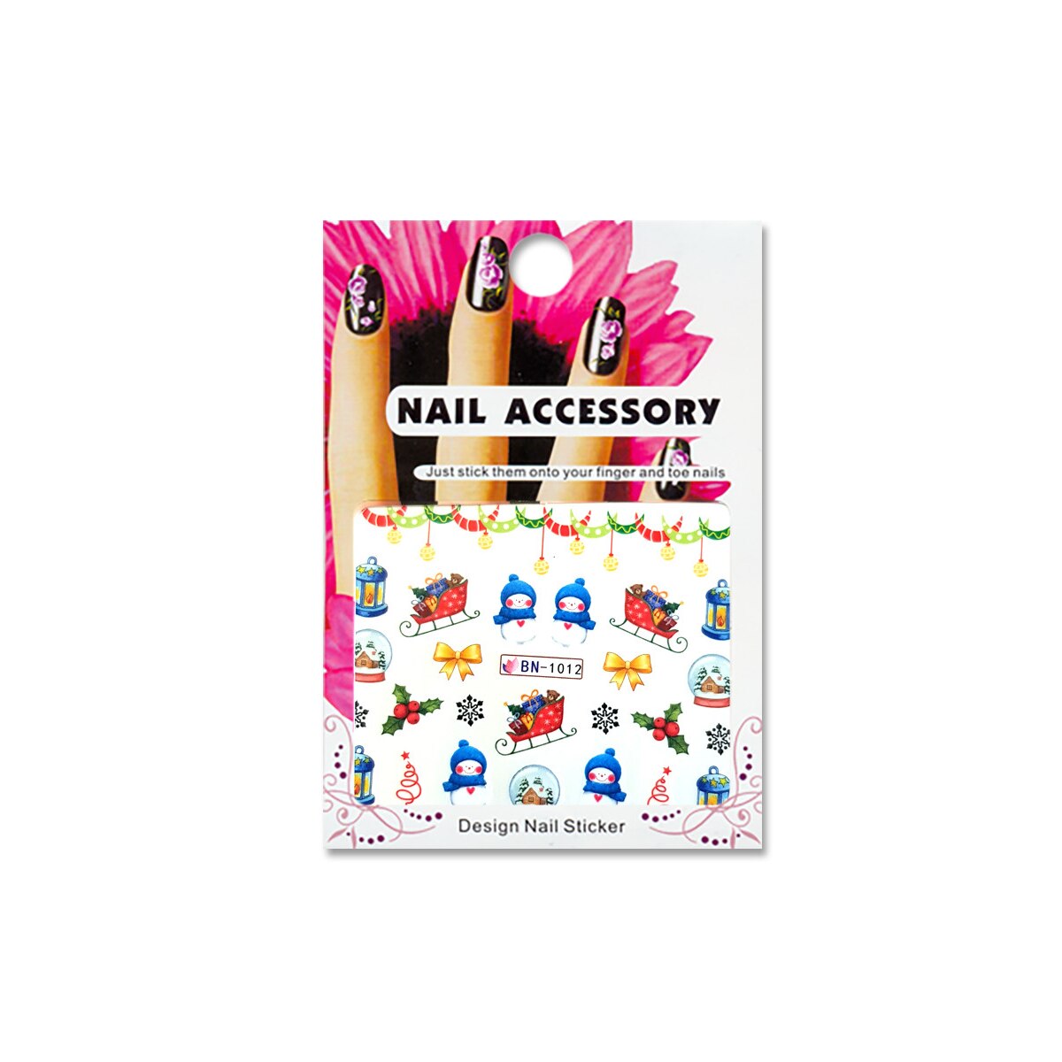 Tatuaj sticker cu efect acrilic pentru decor unghii BN-1012, MoonbasaNails, Multicolor