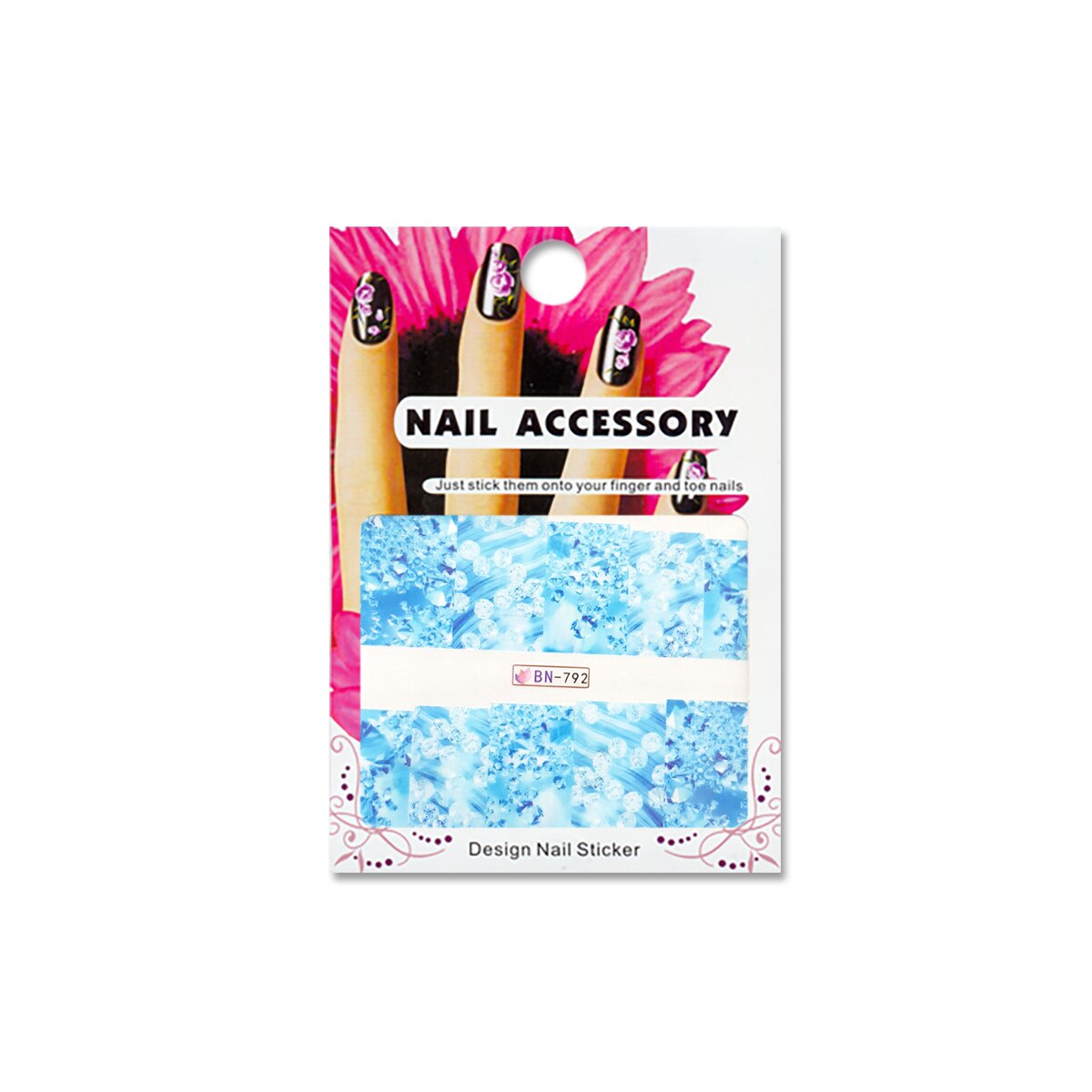 Tatuaj sticker cu efect acrilic pentru decor unghii BN-792, MoonbasaNails, Multicolor