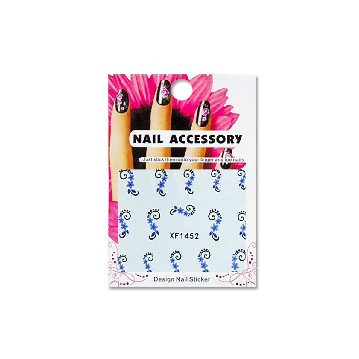 Tatuaj sticker cu efect acrilic pentru decor unghii XF1452, MoonbasaNails, Multicolor