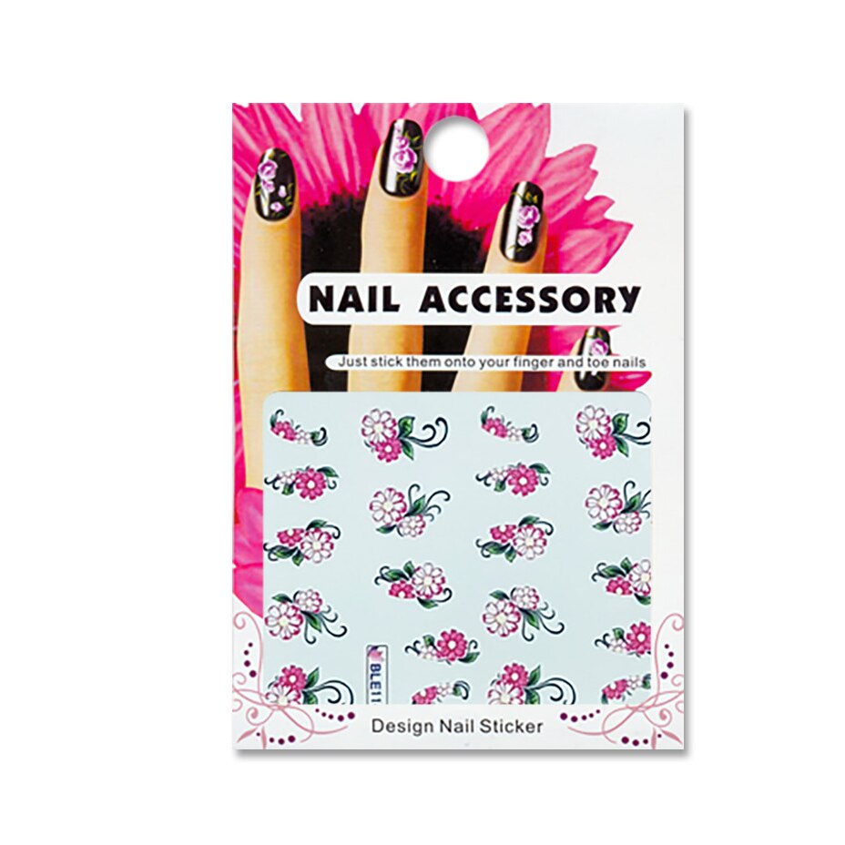 Tatuaj sticker cu efect acrilic pentru decor unghii BLE1145, MoonbasaNails, Multicolor