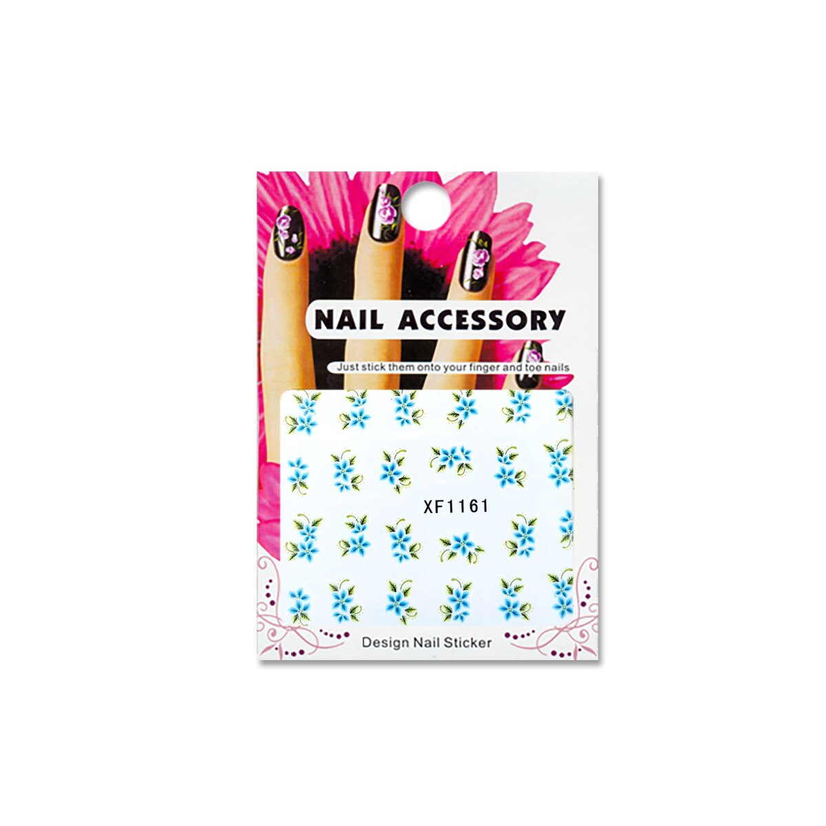 Tatuaj sticker cu efect acrilic pentru decor unghii XF1161, MoonbasaNails, Multicolor