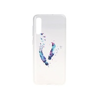 Husa de protectie Case-M, Pentru Samsung Galaxy A50, Pentru spate, Din silicon, Cu imprimeu pene, Transparenta, Multicolor