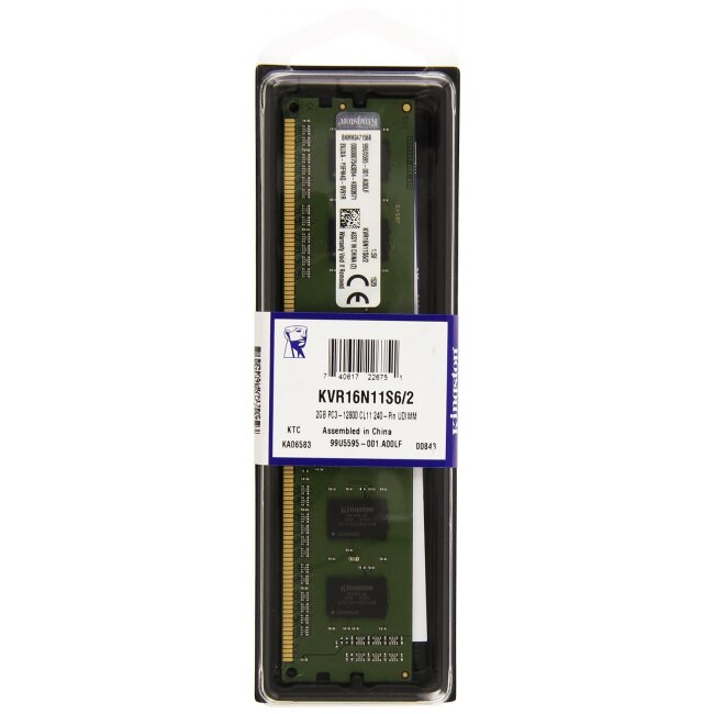 Memorie KINGSTON 2GB DIMM, DDR3, 1600MHz, CL11, 1.5V