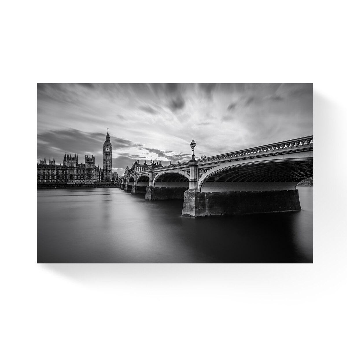 Tablou Canvas - Anglia, Pod, Oras, Arhitectura, Alb/Negru, 80 x 120 cm